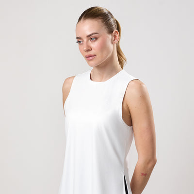 Gym King Victory Performance Split Hem Tank - White