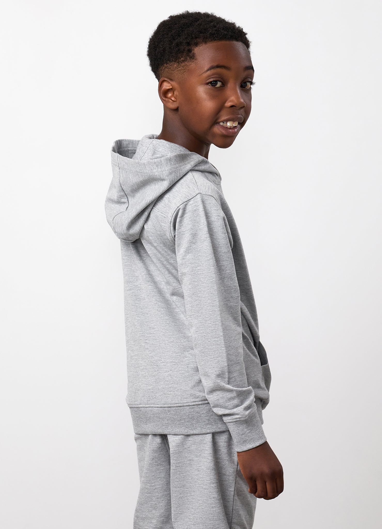 Gym King Junior Victory Loopback Hoodie - Grey Marl