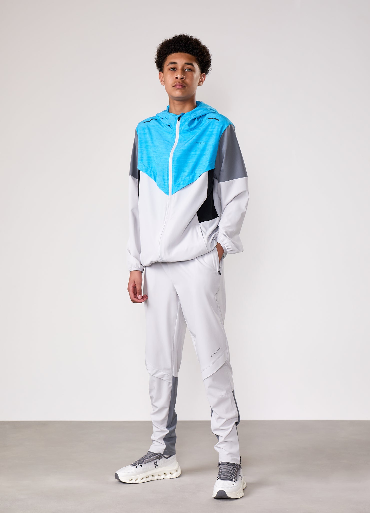 Gym King Kids Vision Tracksuit - Light Grey/Portofino Blue