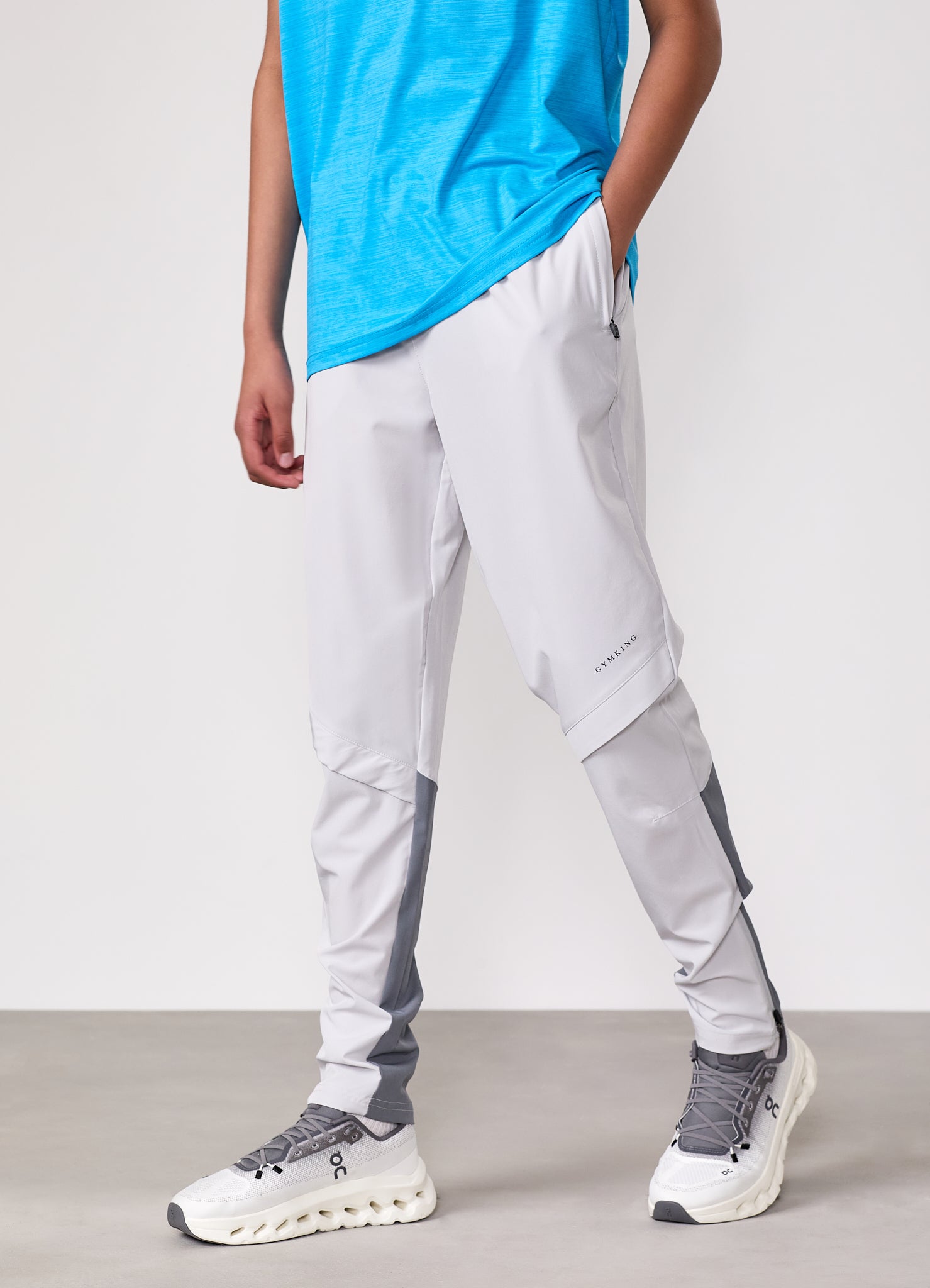 Gym King Kids Vision Tracksuit - Light Grey/Portofino Blue