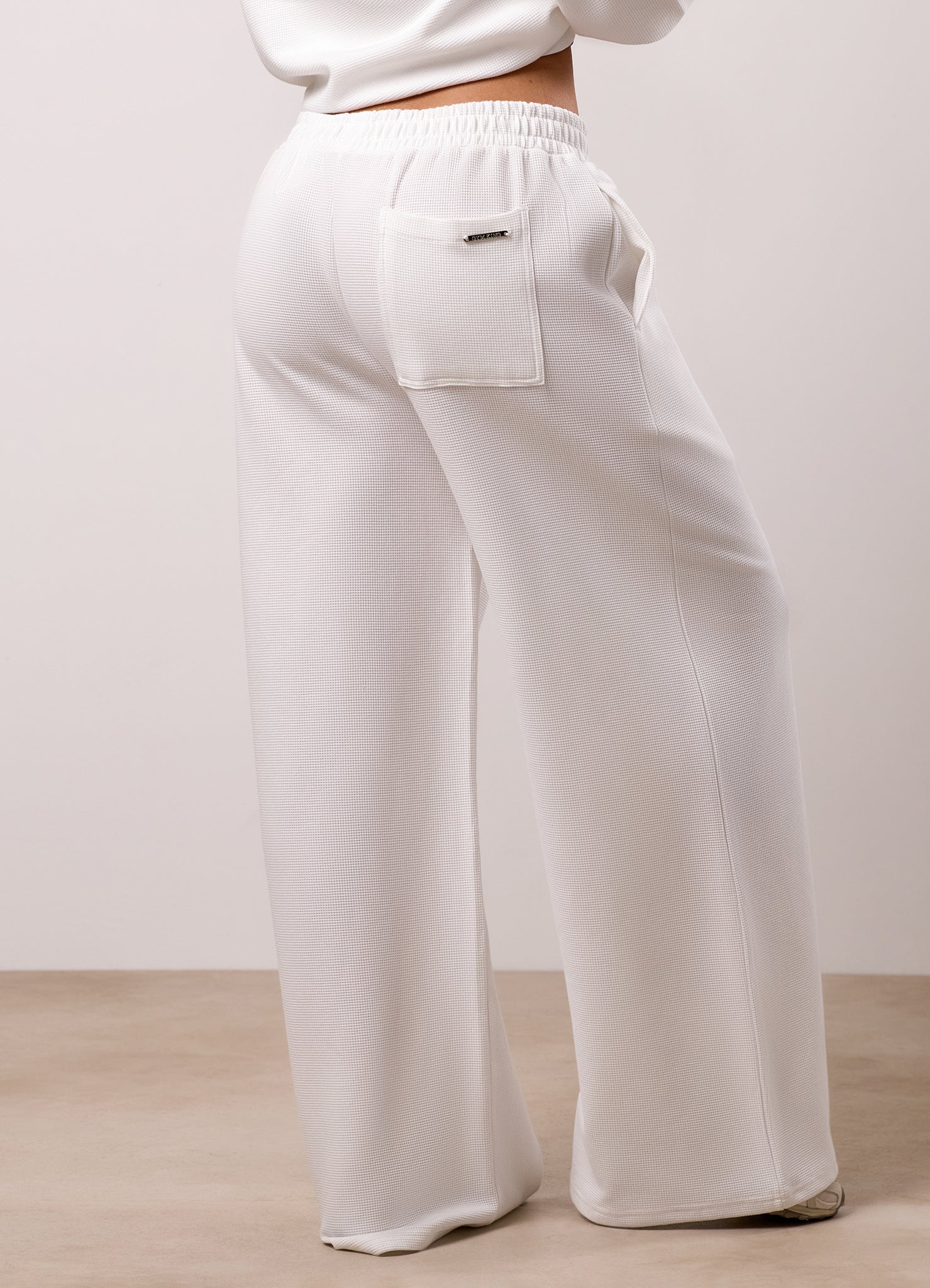 Gym King Waffle Mid Rise Trousers - Off-White