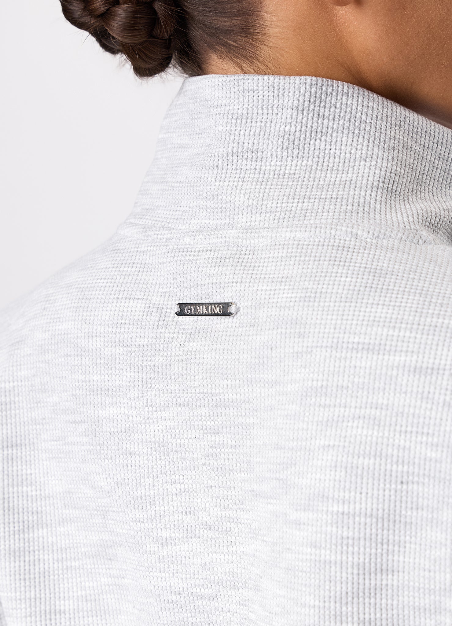 Gym King Waffle Full Zip Funnel - Grey Marl