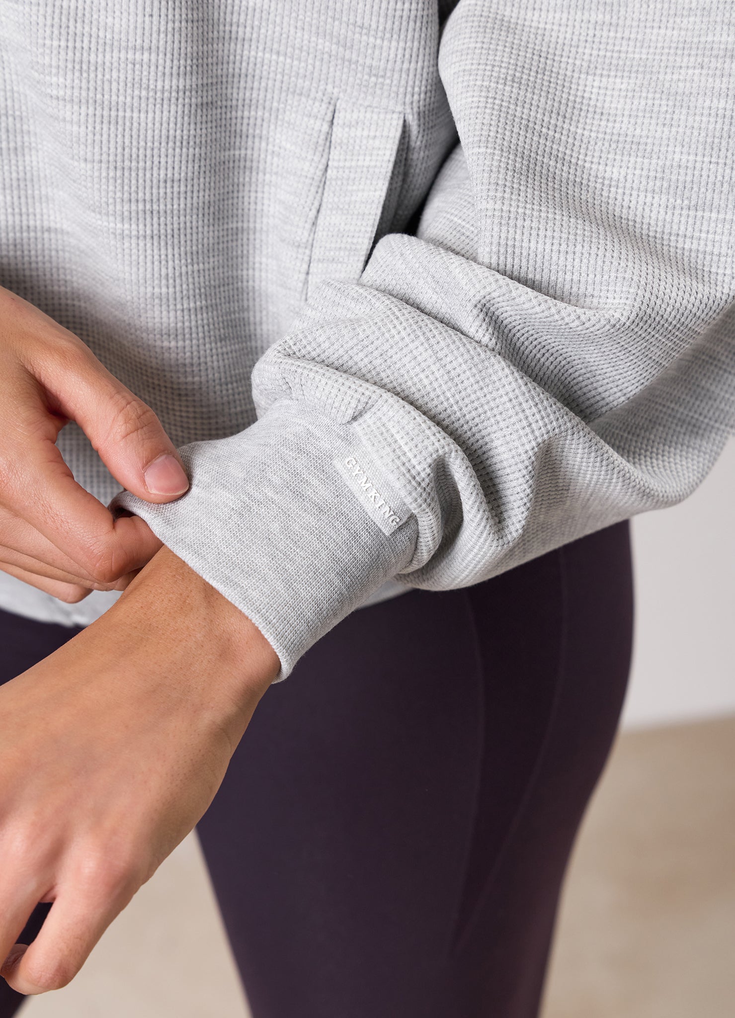 Gym King Waffle Full Zip Funnel - Grey Marl