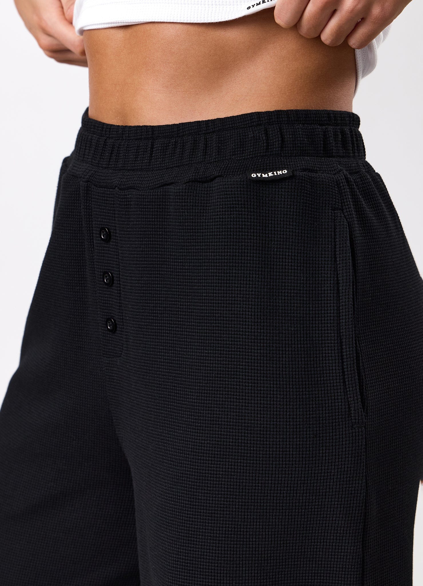 Gym King Waffle Hood Tracksuit - Black