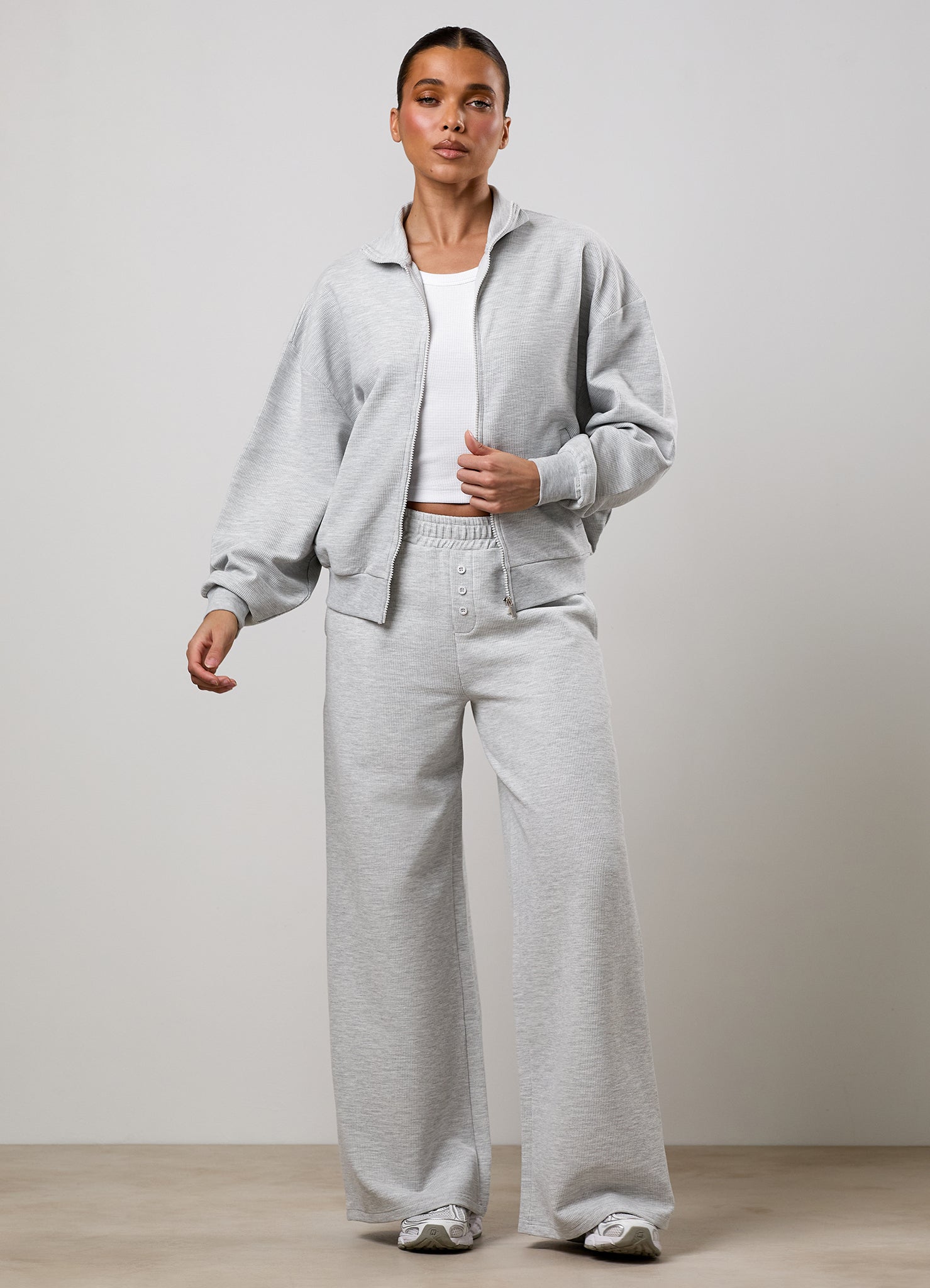 Gym King Waffle Tracksuit - Grey Marl