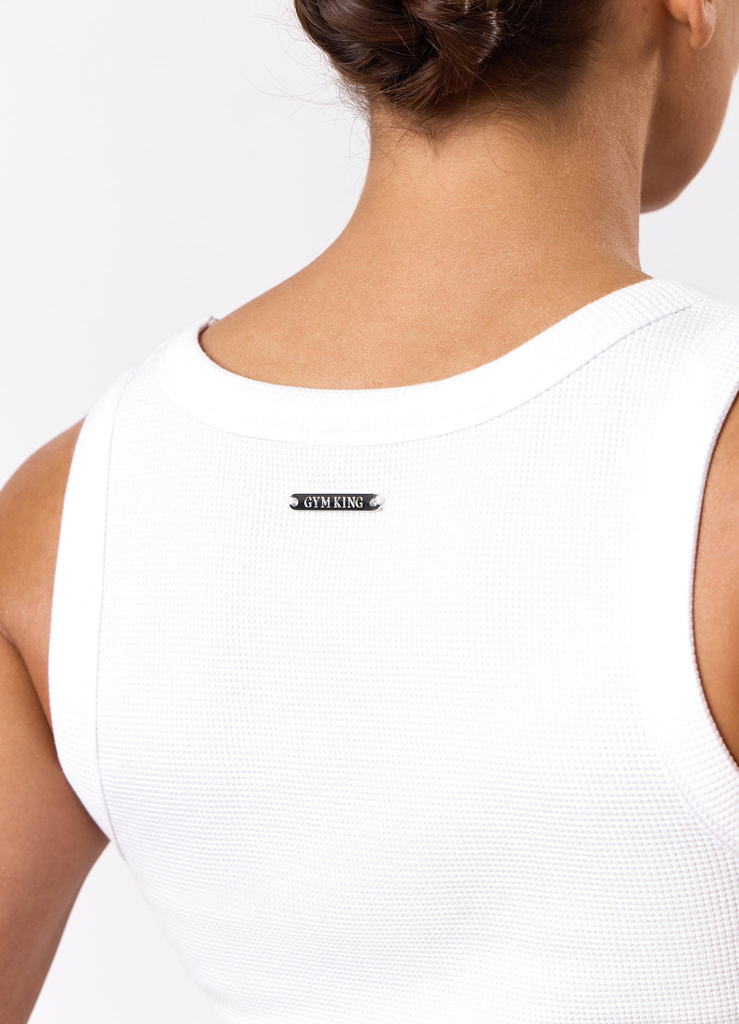 Gym King Waffle Crop Tank - White