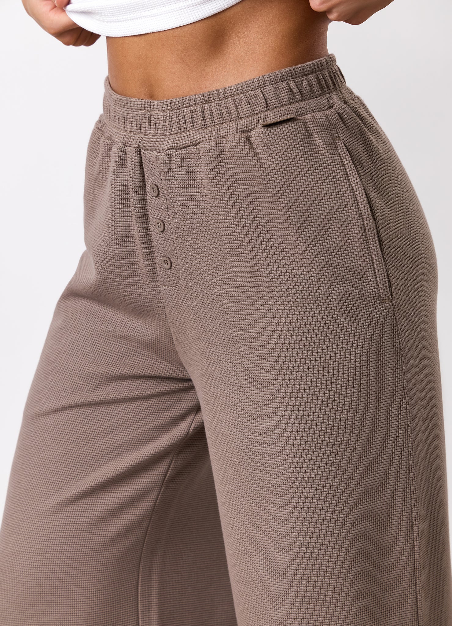 Gym King Waffle Mid Rise Trouser - Truffle