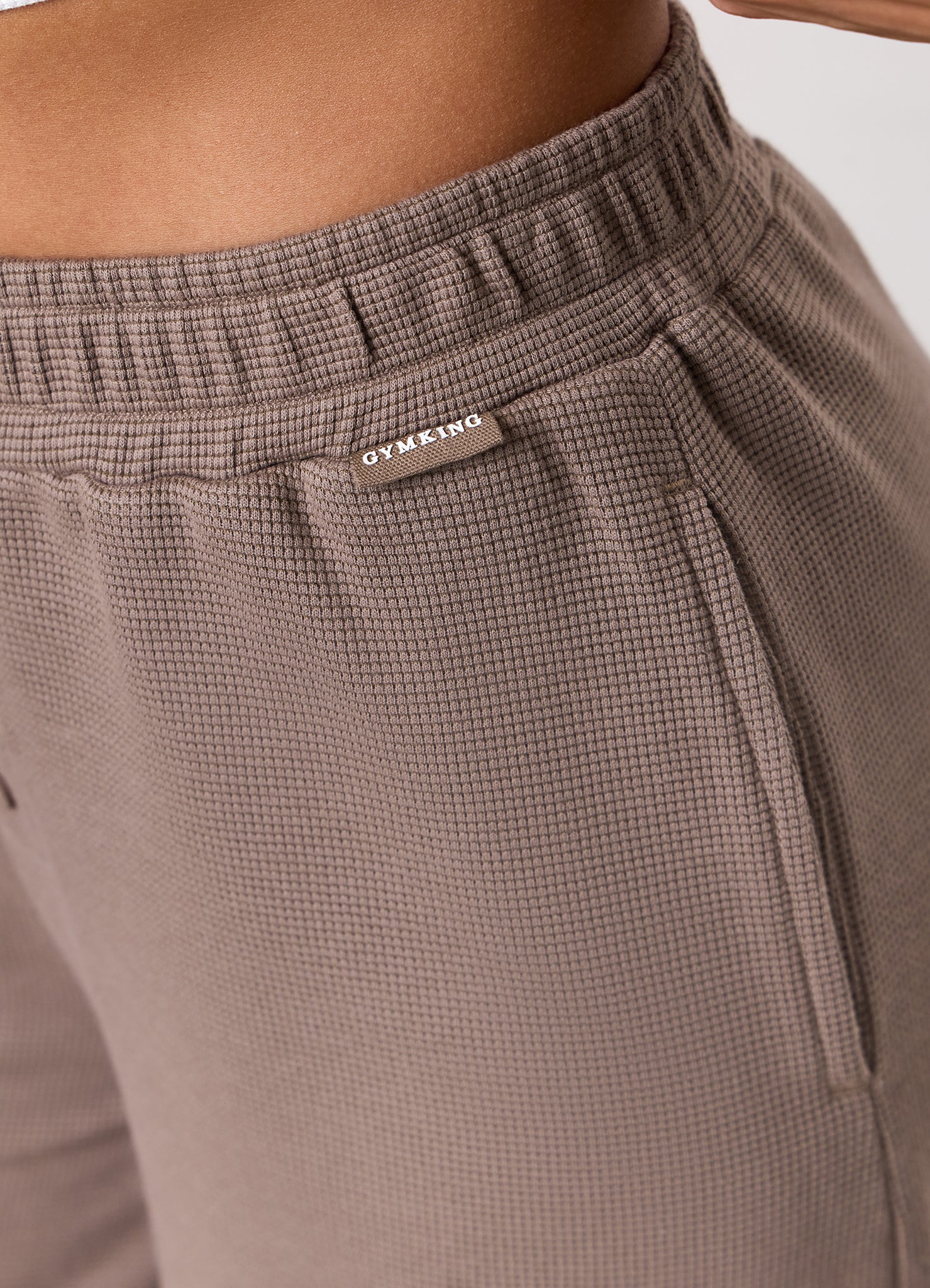 Gym King Waffle Mid Rise Trouser - Truffle