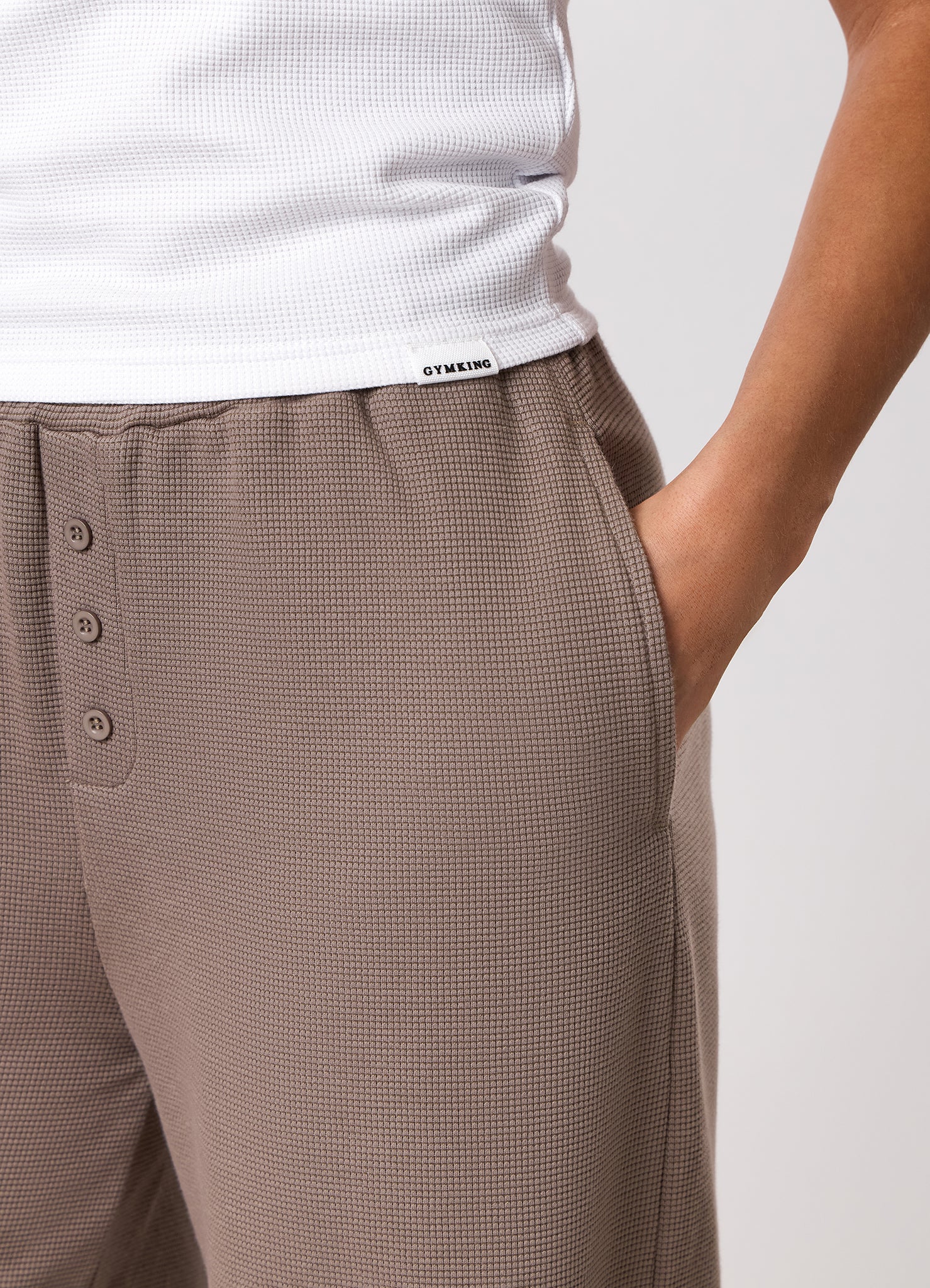 Gym King Waffle Mid Rise Trouser - Truffle