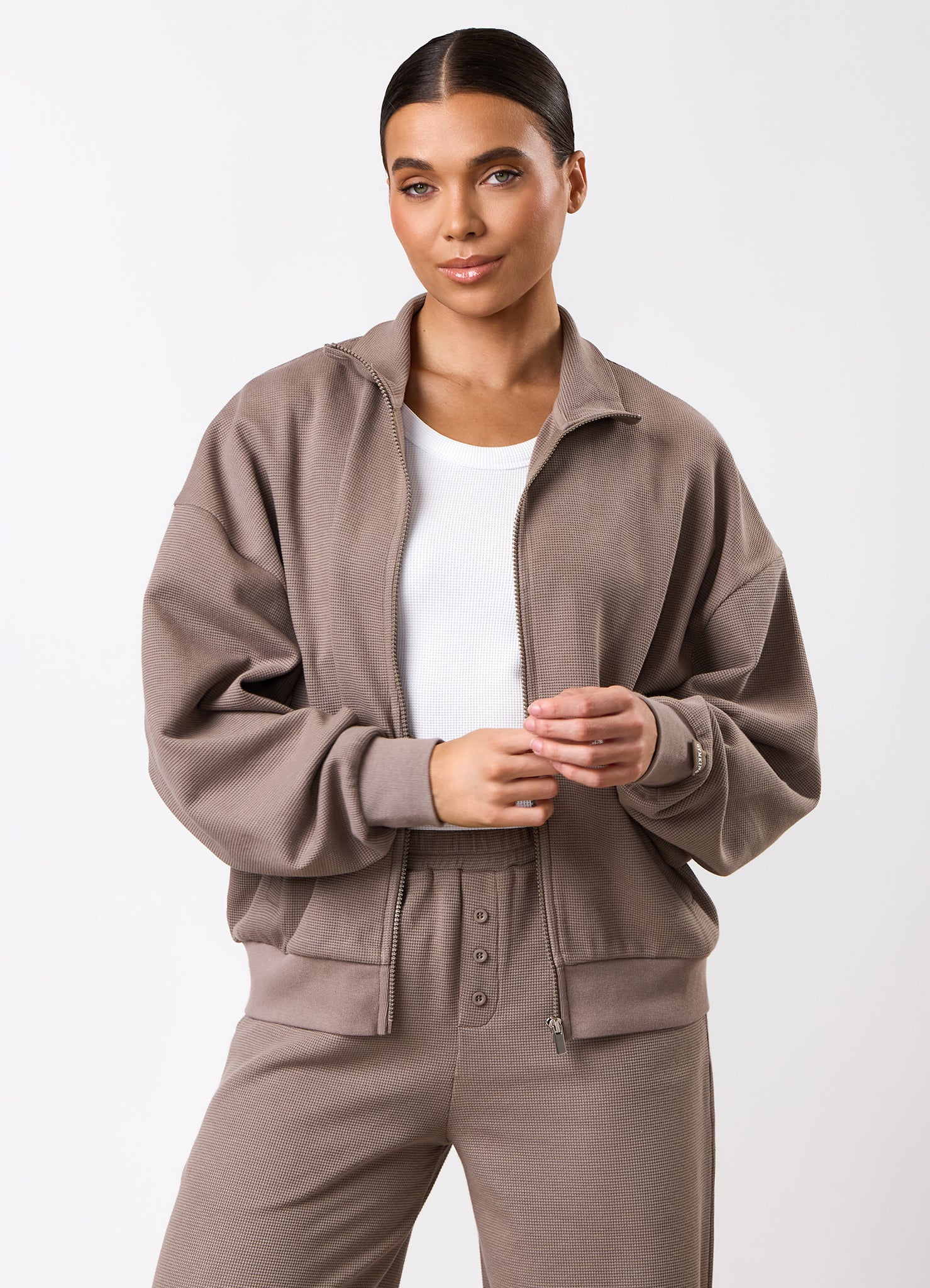 Gym King Waffle Full Zip Funnel - Truffle