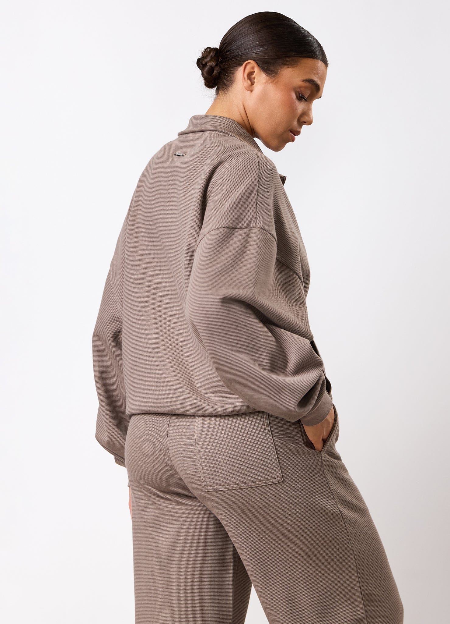 Gym King Waffle Full Zip Tracksuit - Truffle