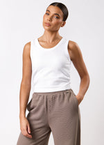 Gym King Waffle Crop Tank - White thumbnail