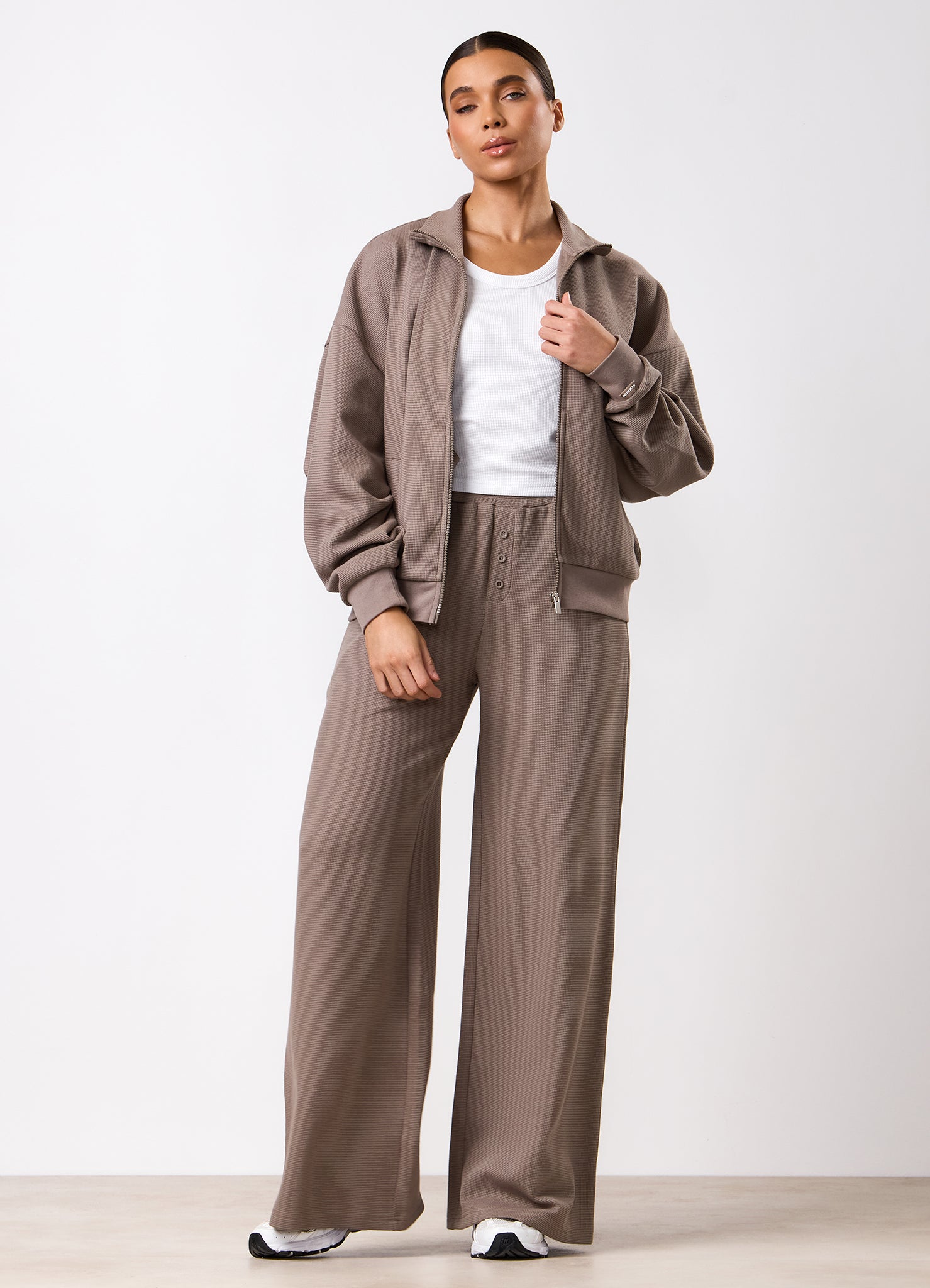 Gym King Waffle Crop Tank - White