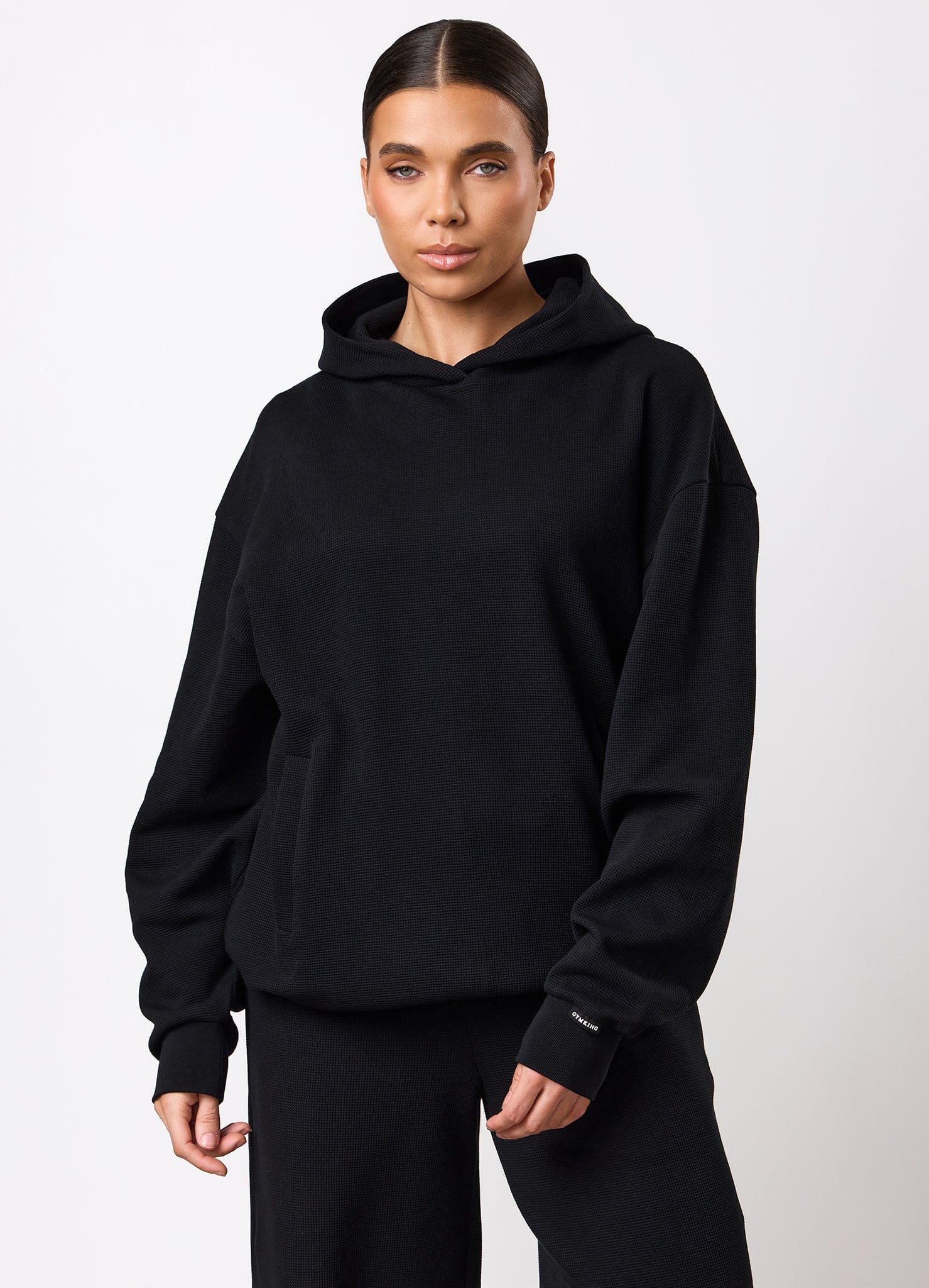 Gym King Waffle Hoodie - Black