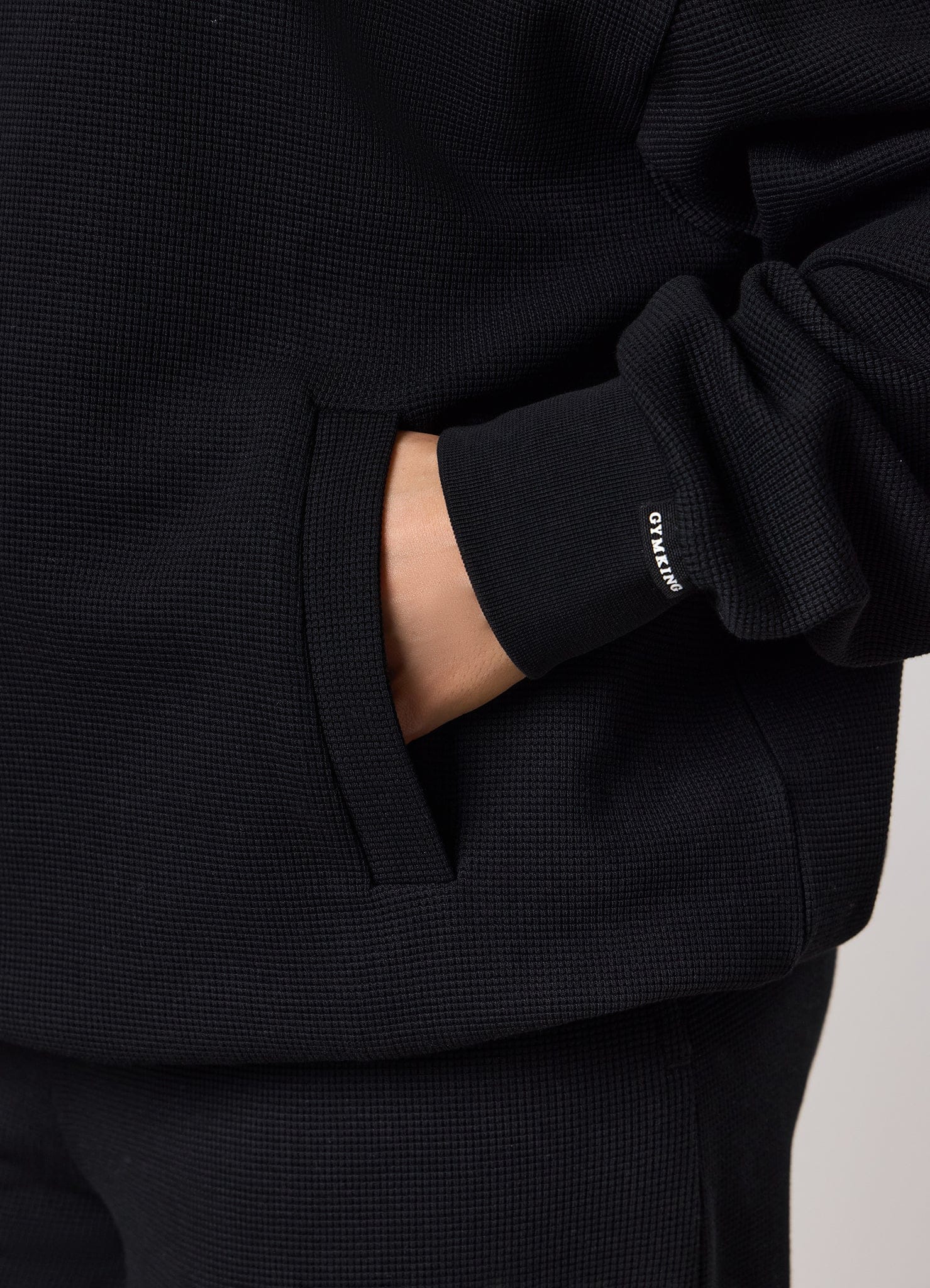 Gym King Waffle Hood Tracksuit - Black