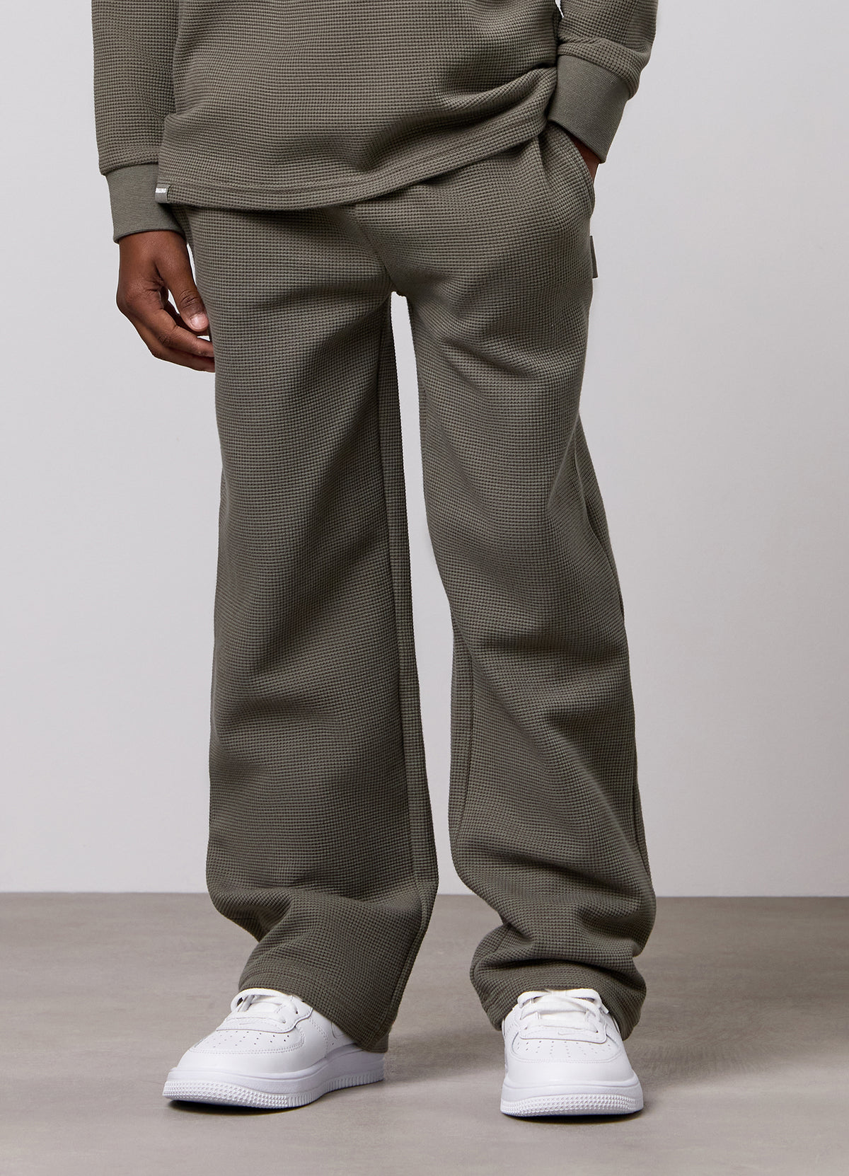 Gym King Older Kids Waffle Straight Leg Jogger - Olive