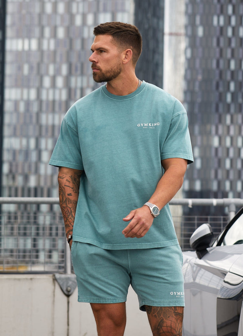 Gym King Est. Legacy Washed Tee - Washed Ink Teal