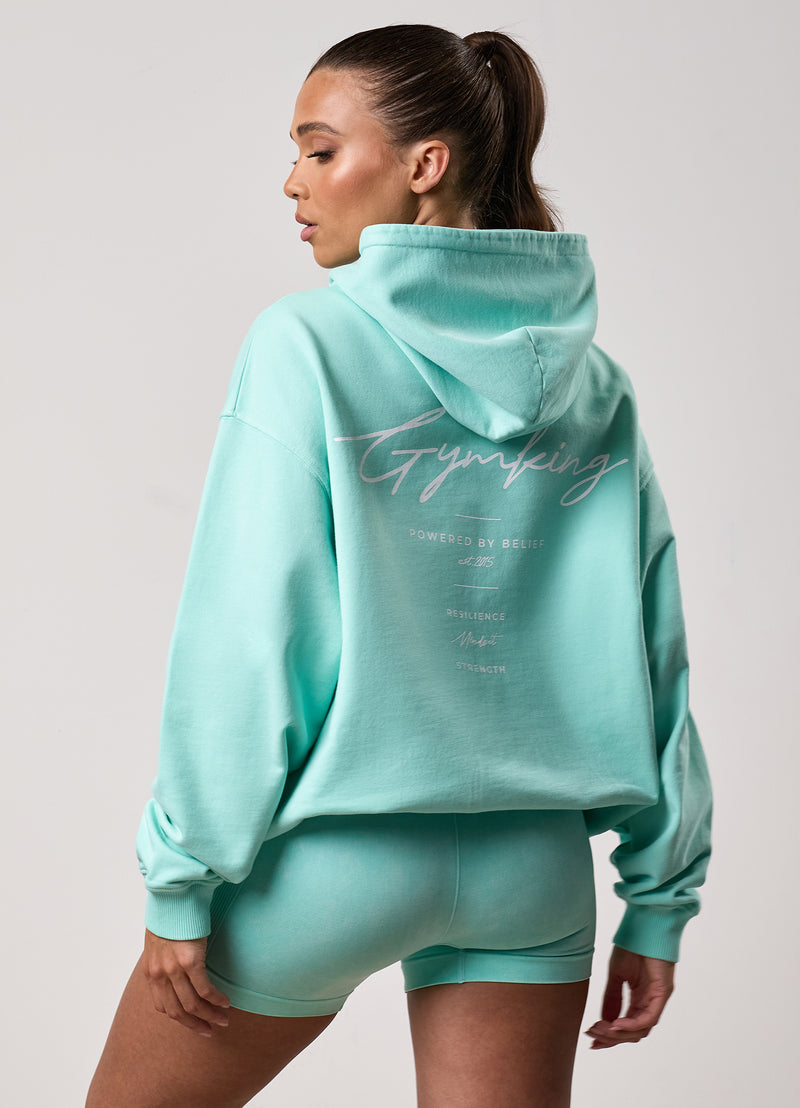 Gym King Washed Reset Oversized Hood - Deep Aqua