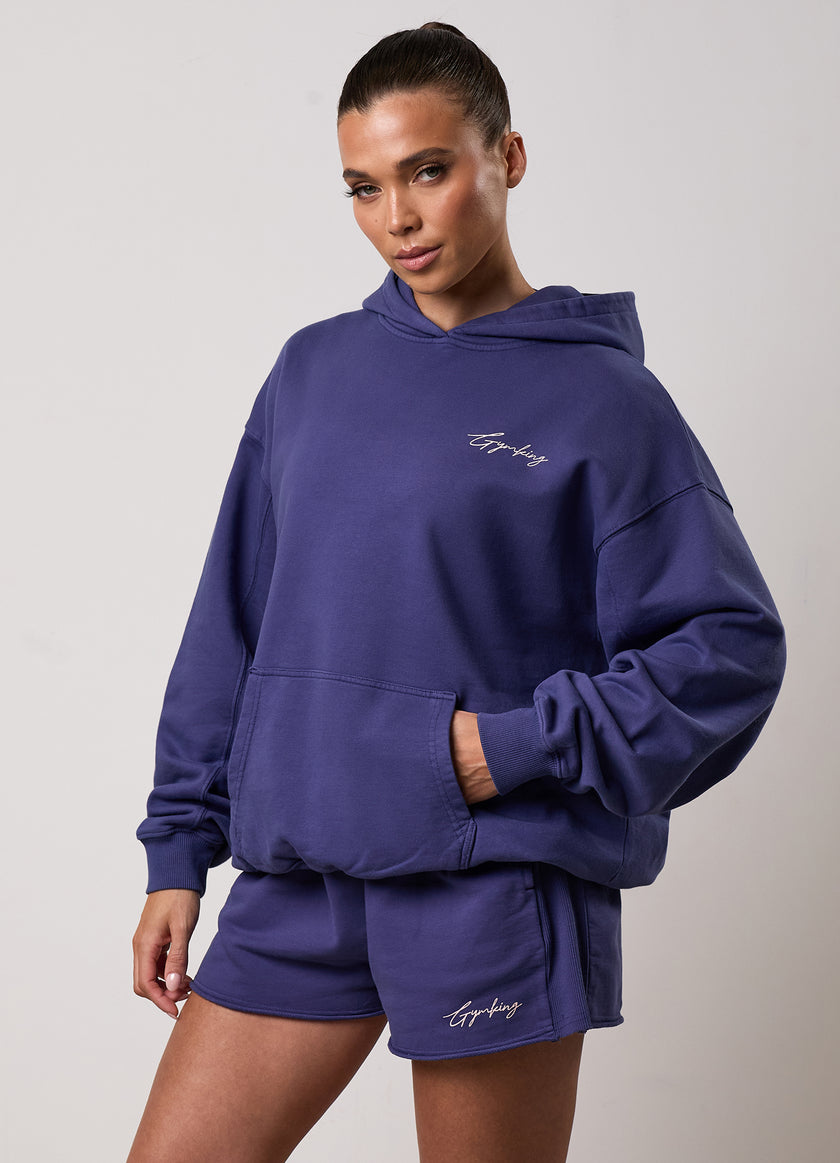 Gym King Washed Reset Oversized Hood - Starlight Blue