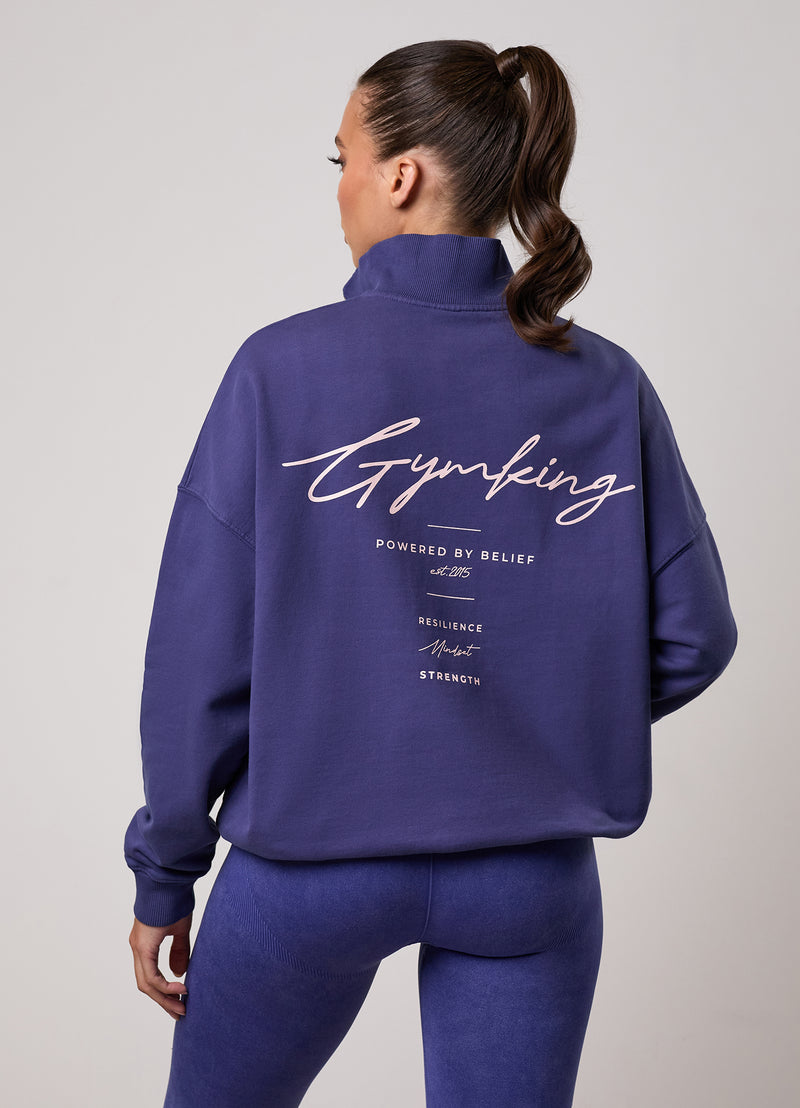 Gym King Washed Reset 1/4 Zip Funnel - Starlight Blue