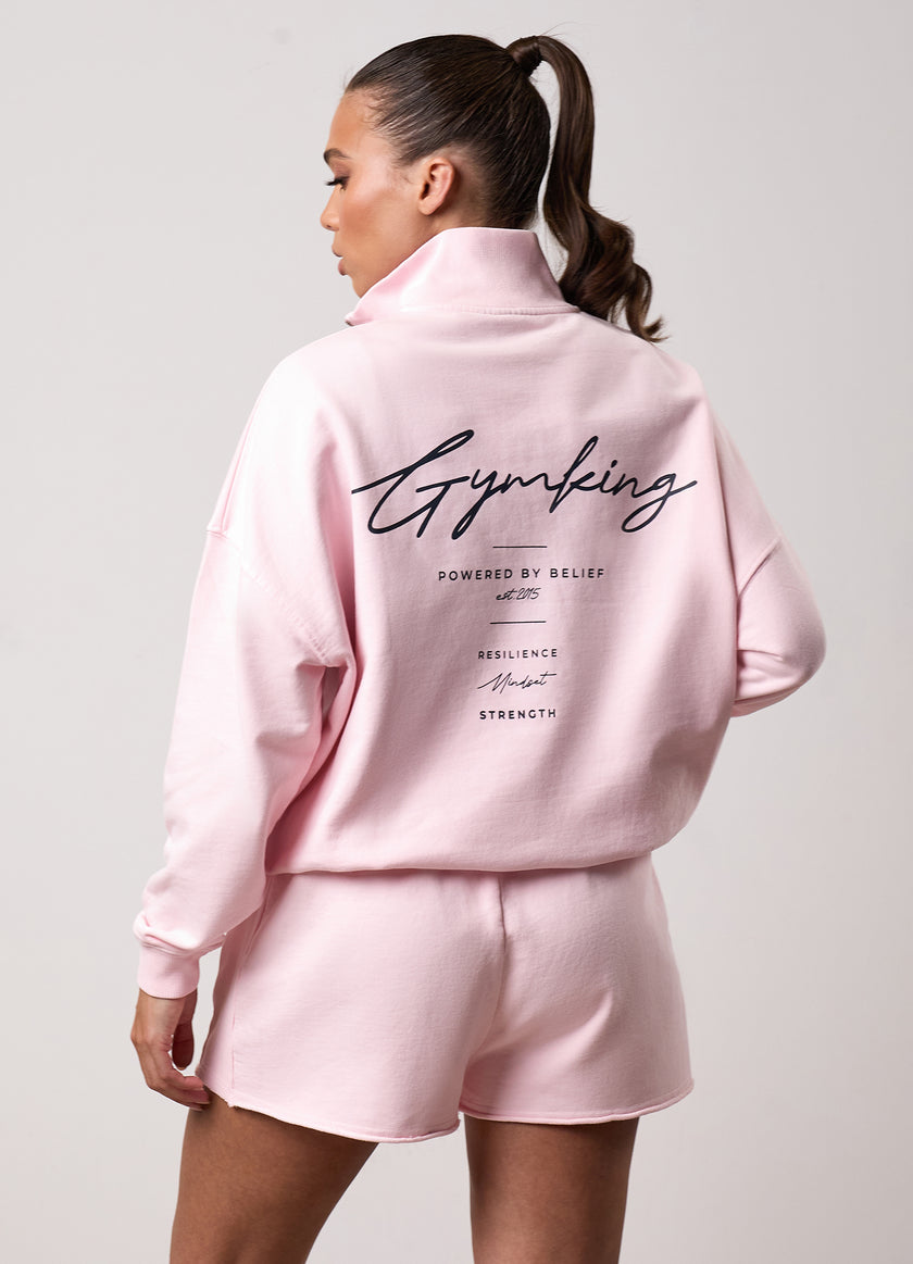 Gym King Washed Reset 1/4 Zip Funnel - Pale Mauve