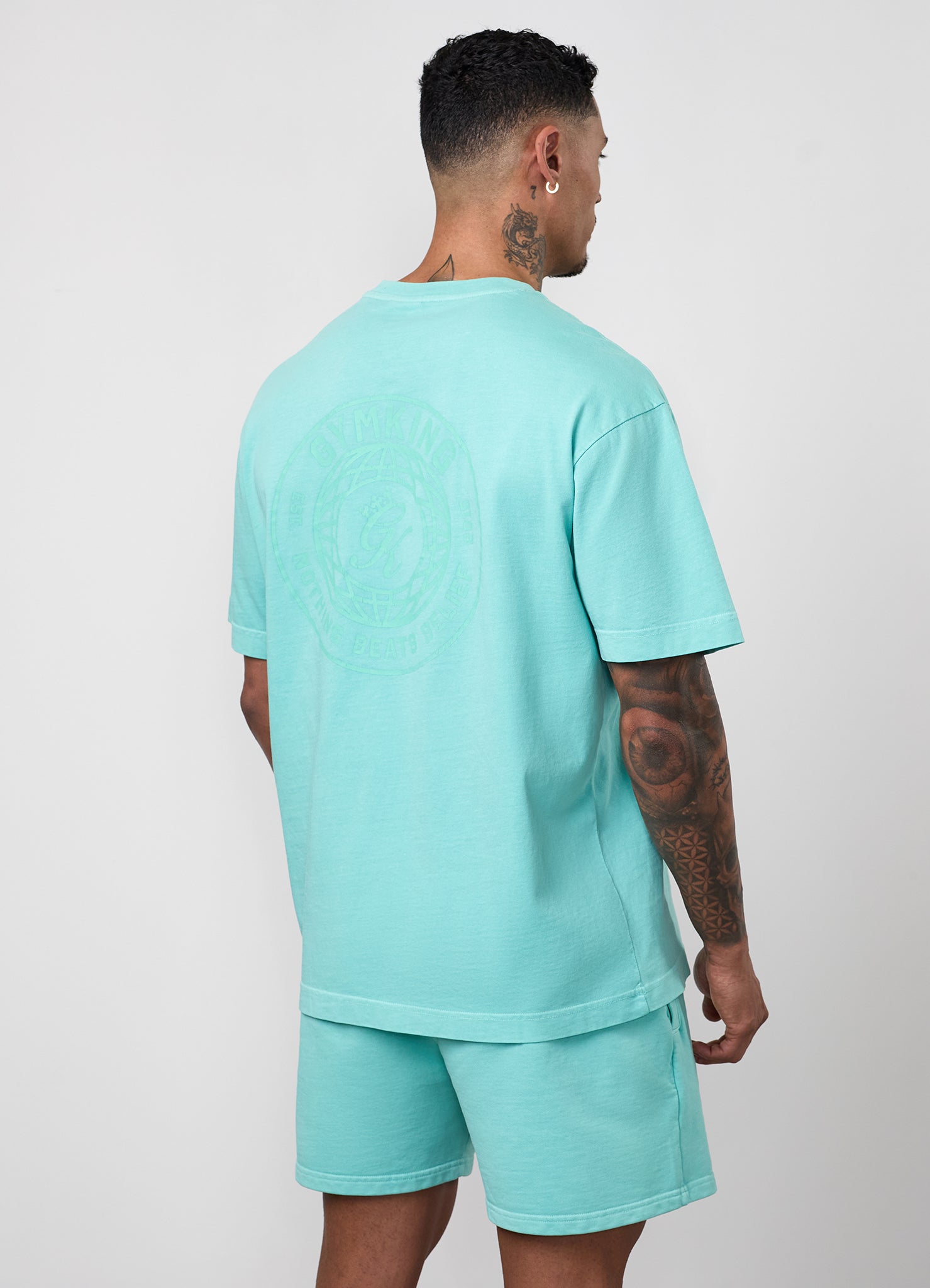 Gym King World Distressed Graphic Washed Tee - Poolside Green