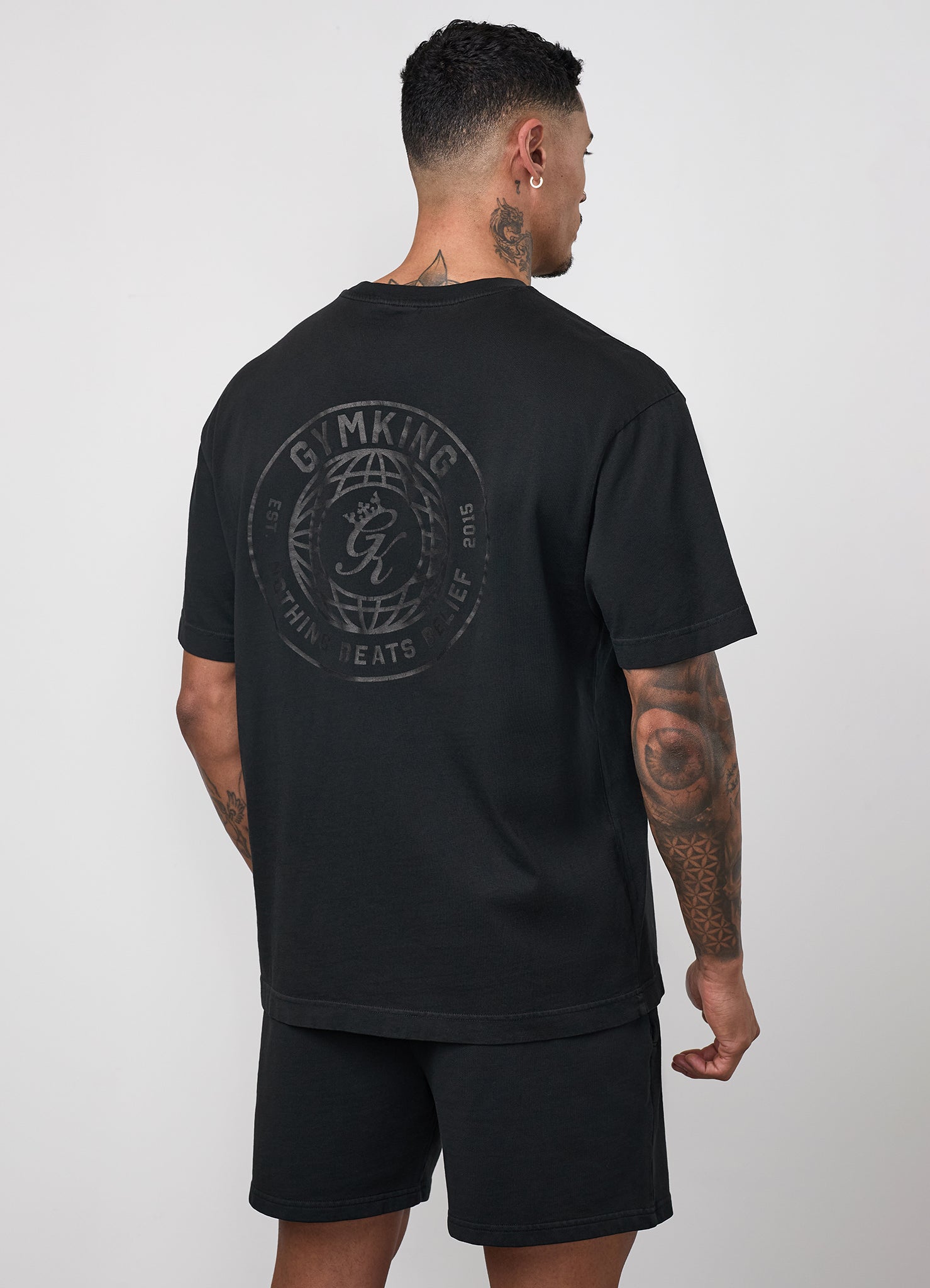 Gym King World Distressed Graphic Washed Tee - Black