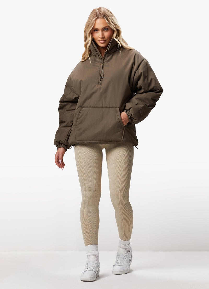 Gym King Woven 1/4 Zip Overjacket - Dusted Mocha