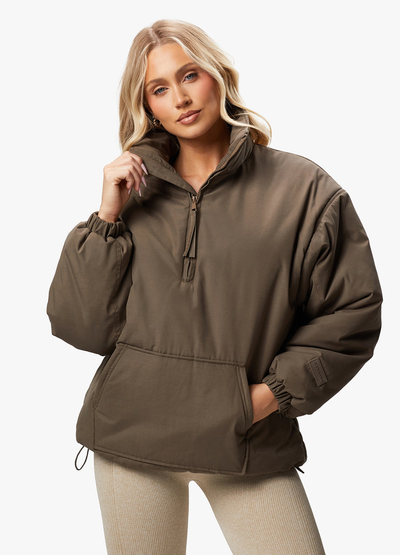 Gym King Woven 1/4 Zip Overjacket - Dusted Mocha