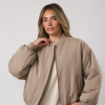 Gym King Woven Puffer Bomber Jacket - Warm Shadow