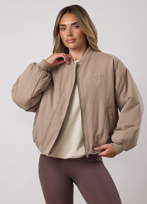Gym King Woven Puffer Bomber Jacket - Warm Shadow