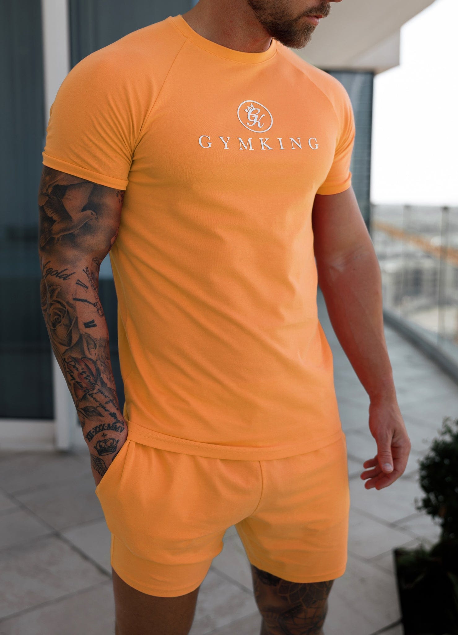 Gym King Pro Logo Jersey Short Apricot GYM KING