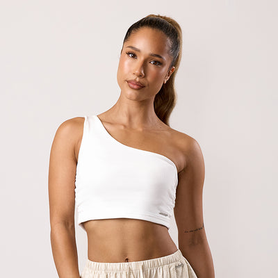 Gym King Rib Asymmetric Vest - Cream