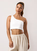 Gym King Rib Asymmetric Vest - Cream thumbnail