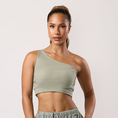 Gym King Asymmetric Crop - Dusky Sage