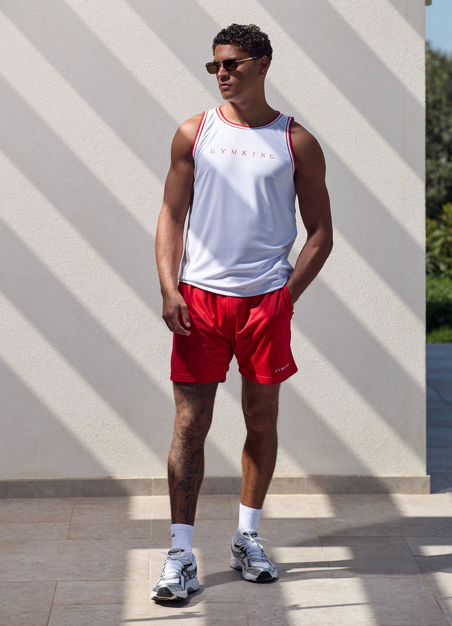 Gym King Brooklyn Mesh Short - Salsa/White