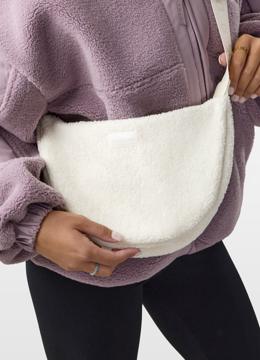 Gym King Rounded Borg Cross Body Bag - Cream