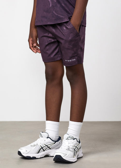 Gym King Older Kids Debossed Camo Short - Dark Plum