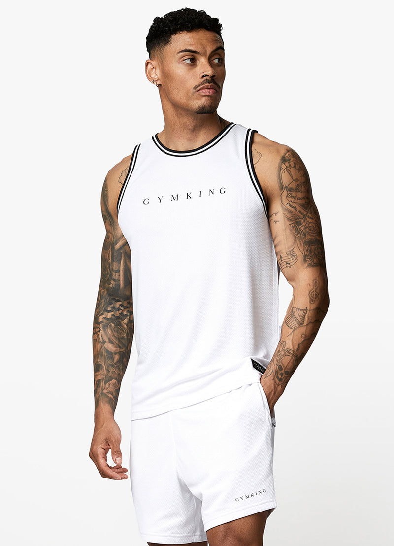 Gym King Brooklyn Mesh Vest - White