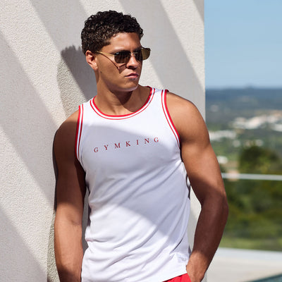 Gym King Brooklyn Mesh Vest - Salsa/White