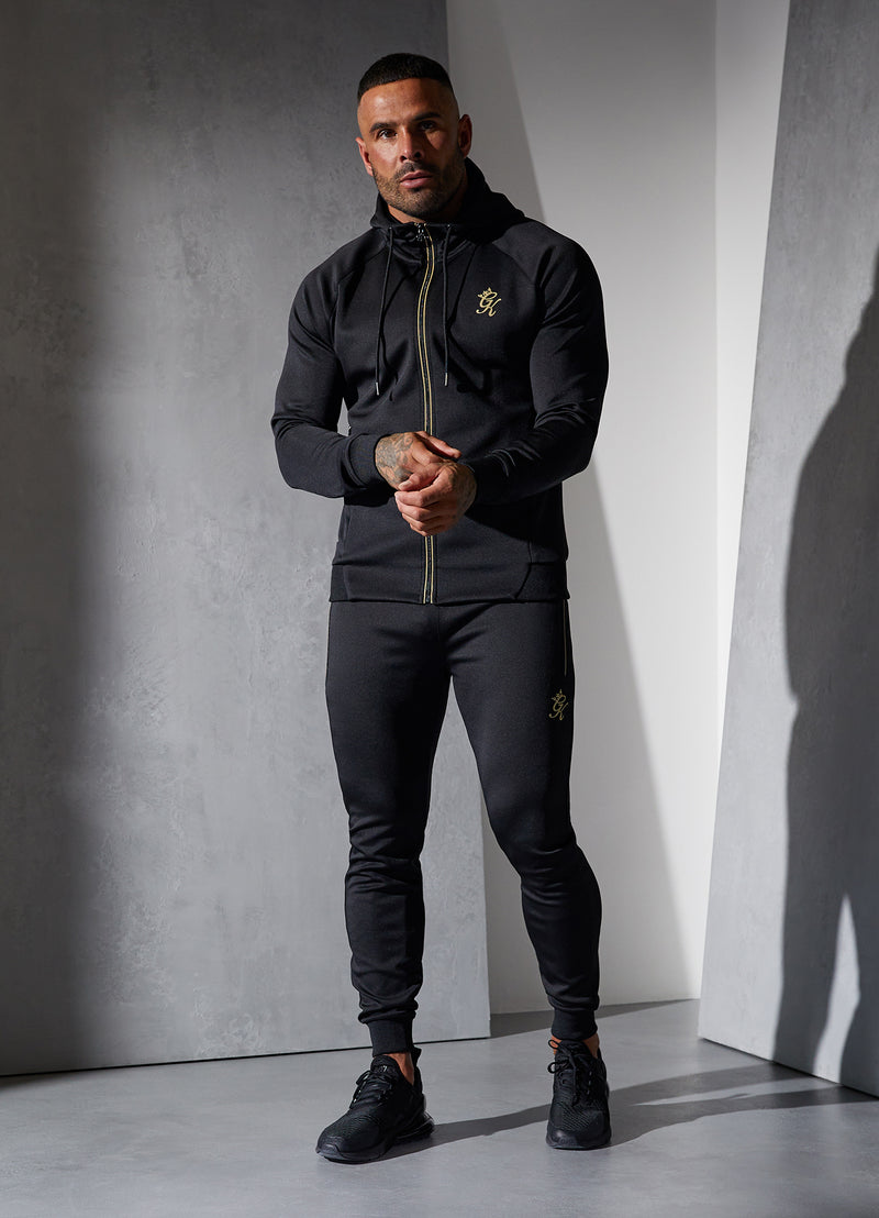 Gym King Full Zip Poly Hood - Black/Gold