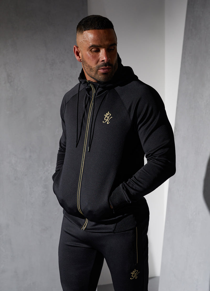 Gym King Full Zip Poly Hood - Black/Gold