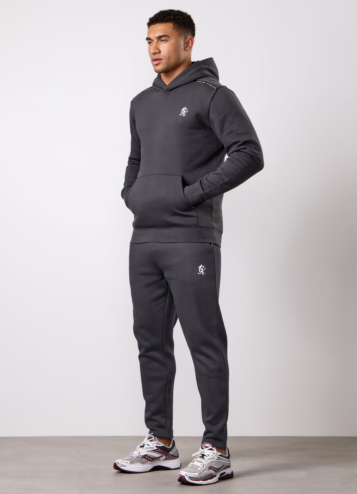 Gym King Taped Fleece Hood Tracksuit - Dark Pewter