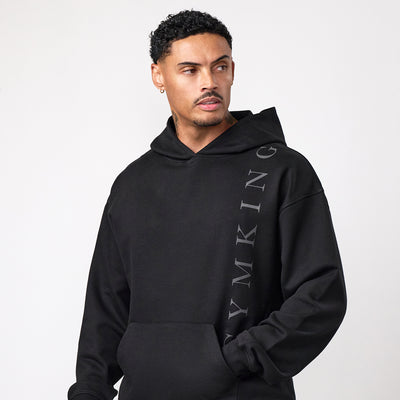 Gym King Text Logo Loopback Hoodie - Black