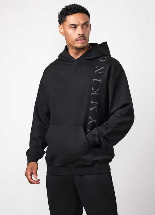 Gym King Text Logo Loopback Hoodie - Black