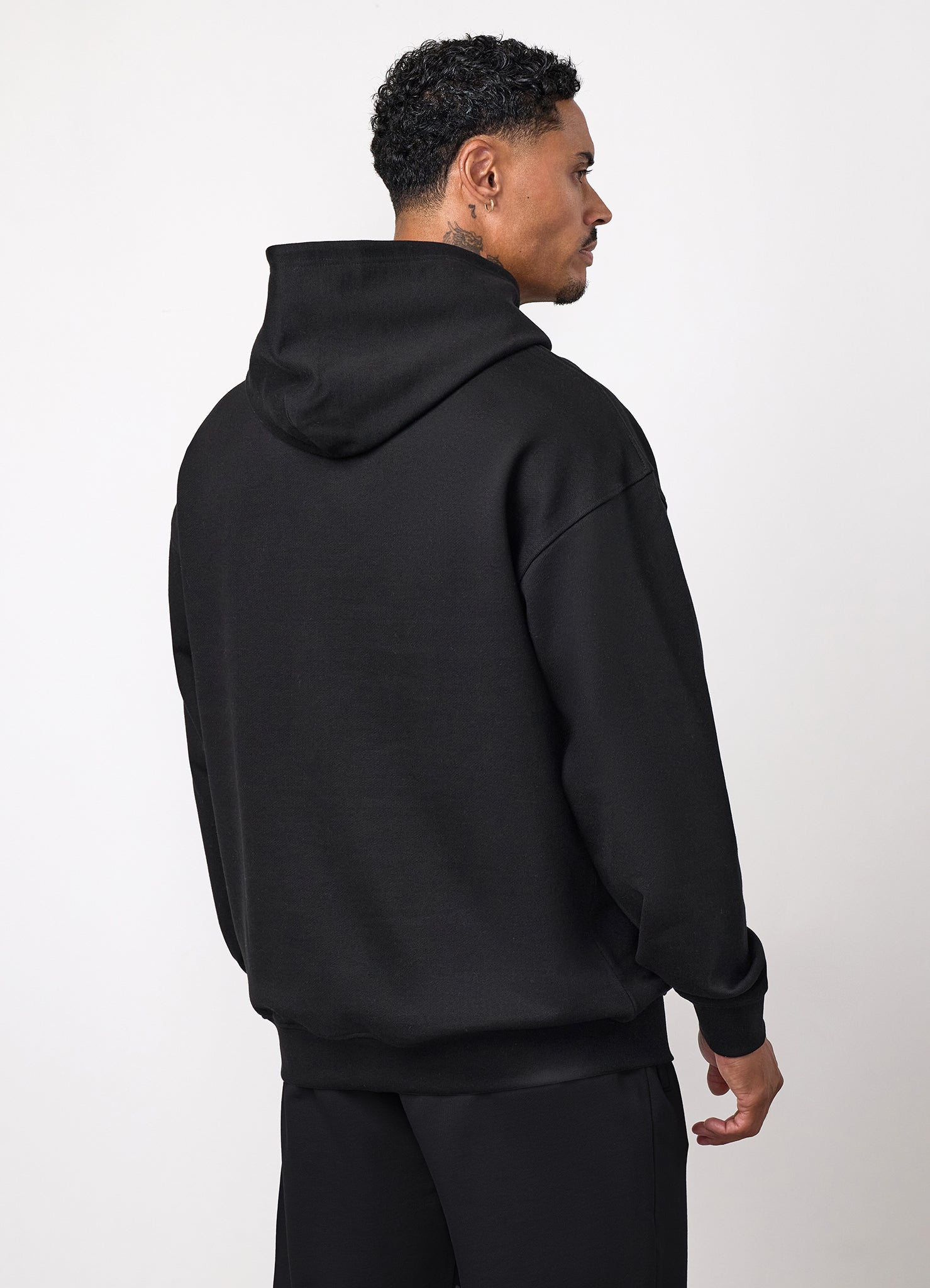 Gym King Text Logo Loopback Hoodie - Black