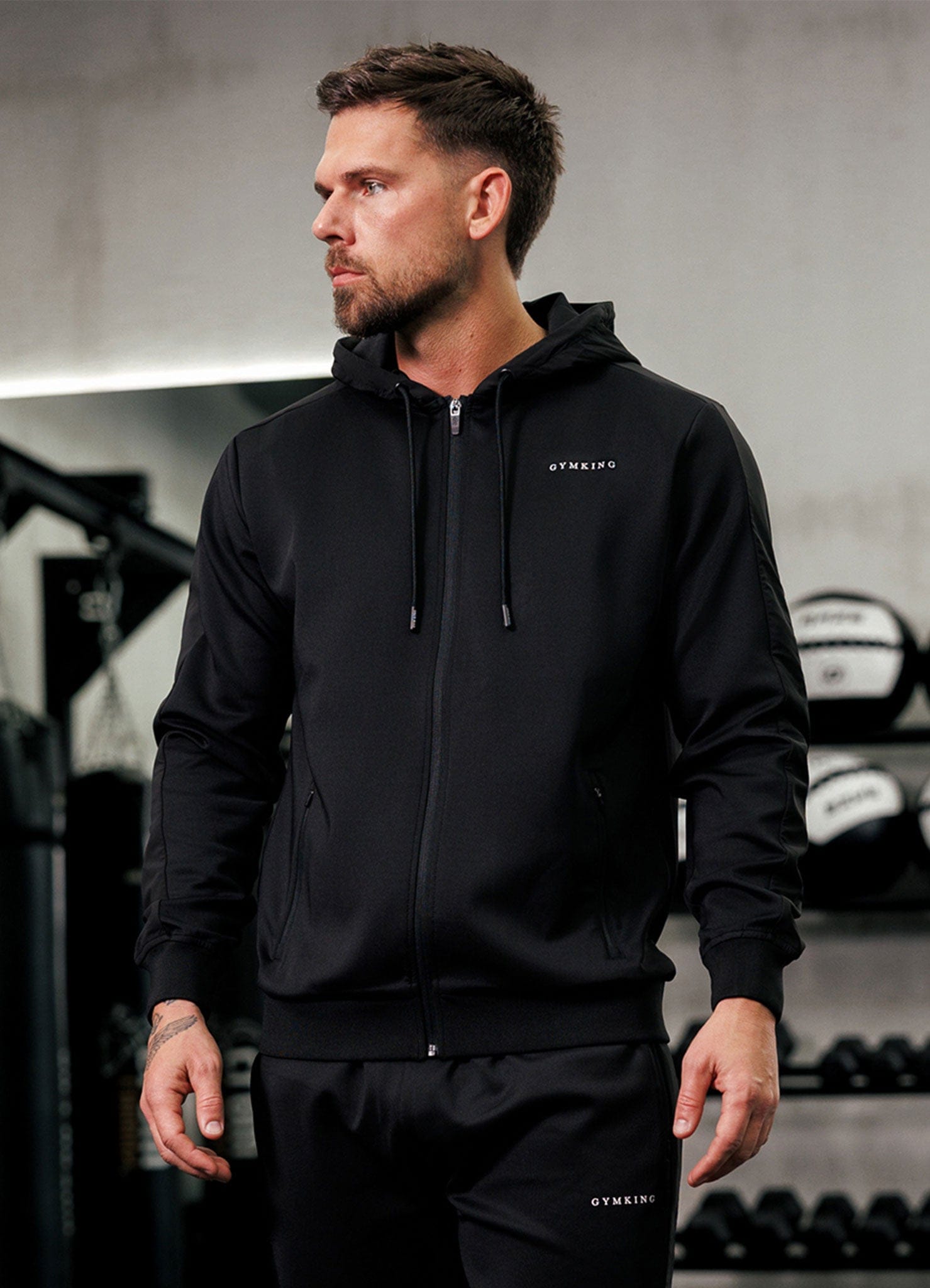 Gym King Core Plus Panel Hoodie - Black