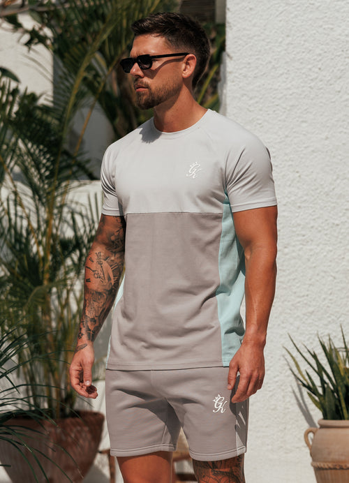 Gym King Contrast Panel Jersey Tee - Urban Grey/Light Grey/Mint