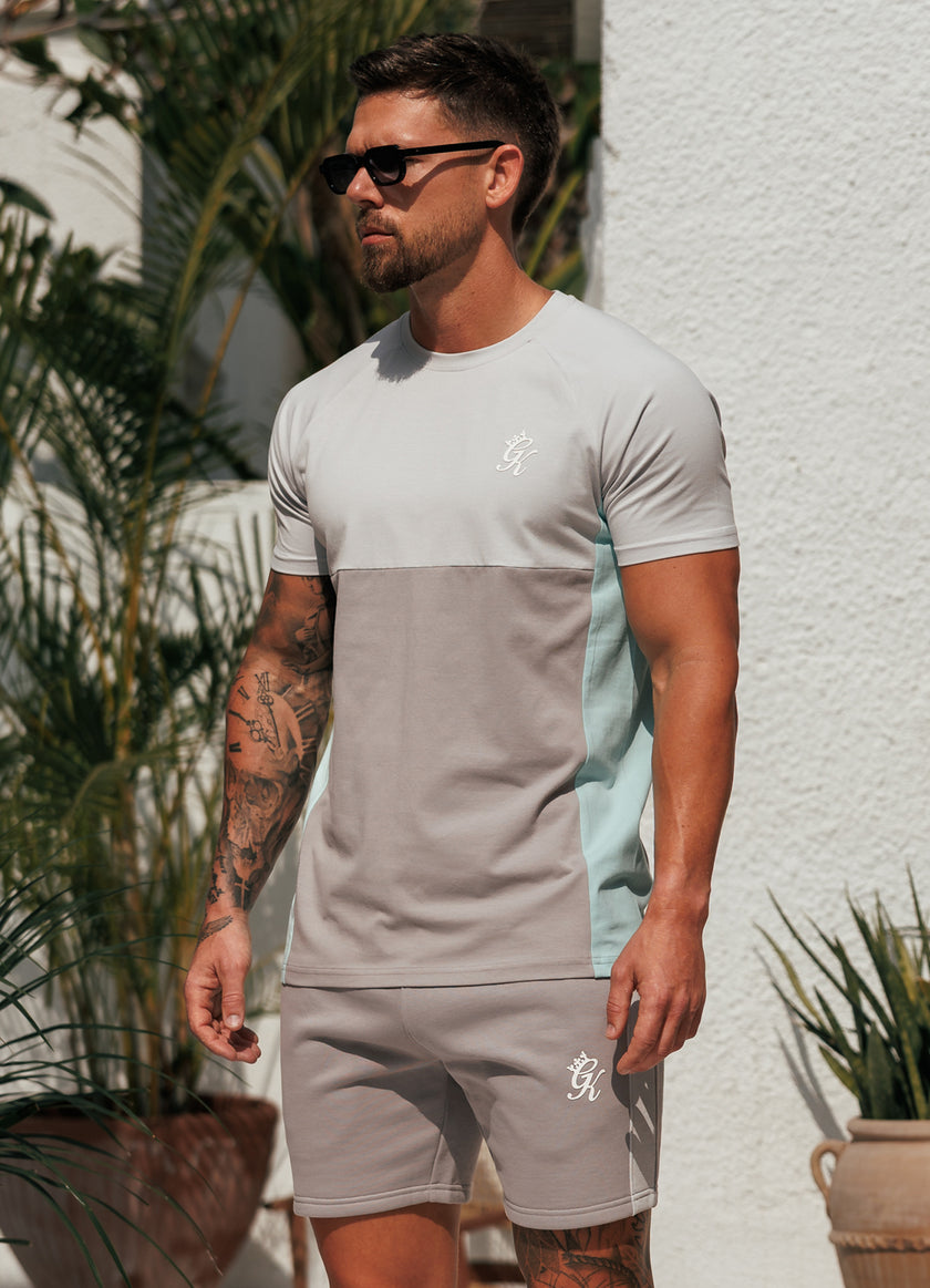 Gym King Contrast Panel Jersey Tee - Urban Grey/Light Grey/Mint