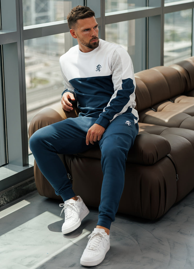 Gym King Contrast Panel Crew - Moonlight Blue/Snow Marl